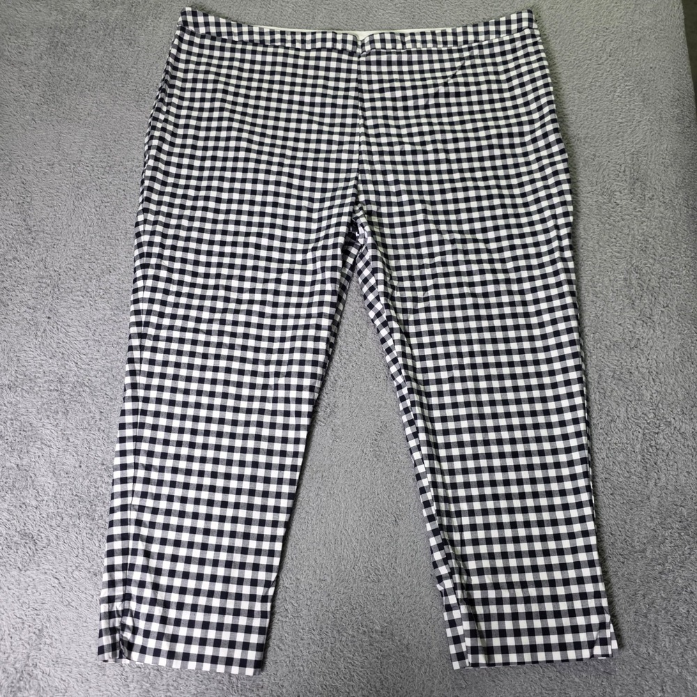Victoria Beckham Target Womens 22W Cropped Pants Black White Gingham Stretch